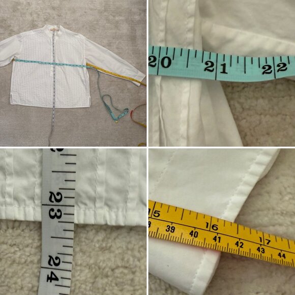 Tory Burch Oversized Pleated Cotton Blouse Size 0 Timeless Elegance Crisp White - Picture 5 of 11